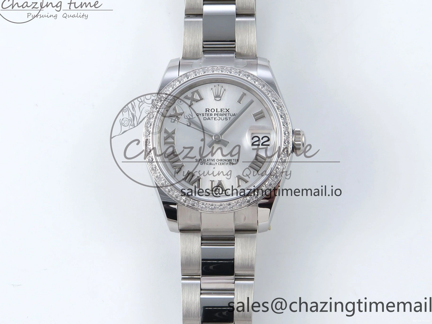 0511 Contemporary DateJust 31 278384RBR ARF 1:1 Best Edition 904L Steel Silver Roman Dial Diamonds Bezel on SS Oyster Bracelet ETA 423